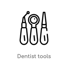 outline dentist tools vector icon. isolated black simple line element illustration from dentist concept. editable vector stroke dentist tools icon on white background