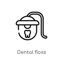outline dental floss vector icon. isolated black simple line element illustration from dentist concept. editable vector stroke dental floss icon on white background