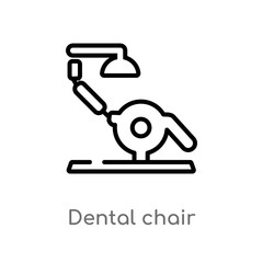 outline dental chair vector icon. isolated black simple line element illustration from dentist concept. editable vector stroke dental chair icon on white background