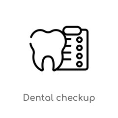 outline dental checkup vector icon. isolated black simple line element illustration from dentist concept. editable vector stroke dental checkup icon on white background