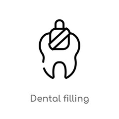 Obraz premium outline dental filling vector icon. isolated black simple line element illustration from dentist concept. editable vector stroke dental filling icon on white background