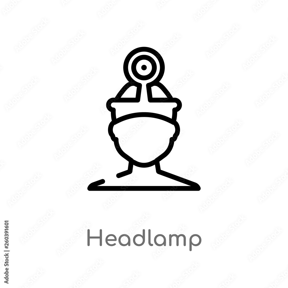 Poster outline headlamp vector icon. isolated black simple line element illustration from dentist concept. 