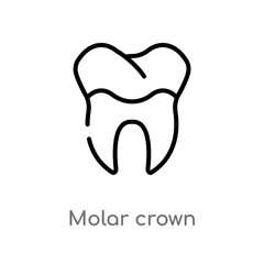 outline molar crown vector icon. isolated black simple line element illustration from dentist concept. editable vector stroke molar crown icon on white background