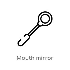 outline mouth mirror vector icon. isolated black simple line element illustration from dentist concept. editable vector stroke mouth mirror icon on white background