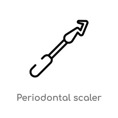 outline periodontal scaler vector icon. isolated black simple line element illustration from dentist concept. editable vector stroke periodontal scaler icon on white background
