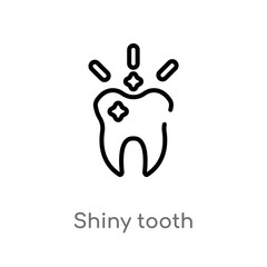 Obraz premium outline shiny tooth vector icon. isolated black simple line element illustration from dentist concept. editable vector stroke shiny tooth icon on white background