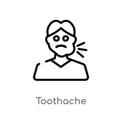 outline toothache vector icon. isolated black simple line element illustration from dentist concept. editable vector stroke toothache icon on white background