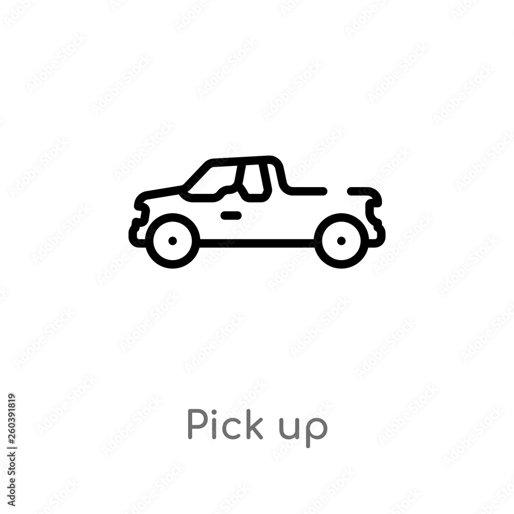 Poster outline pick up vector icon. isolated black simple line element illustration from desert concept. ed