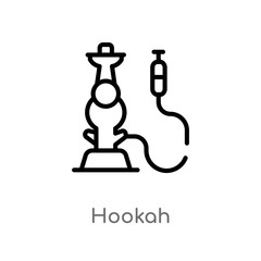outline hookah vector icon. isolated black simple line element illustration from desert concept. editable vector stroke hookah icon on white background