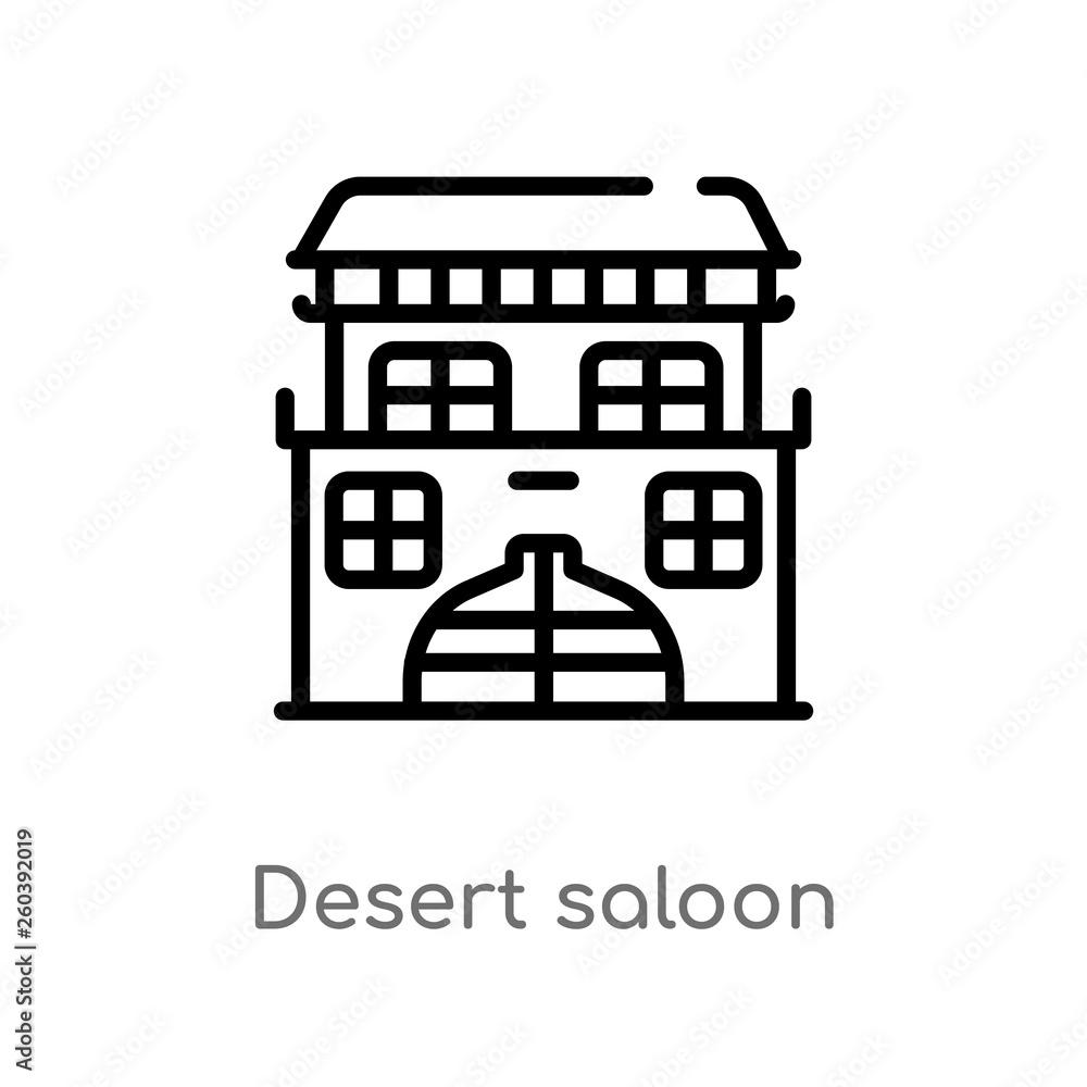 Poster outline desert saloon vector icon. isolated black simple line element illustration from desert conce