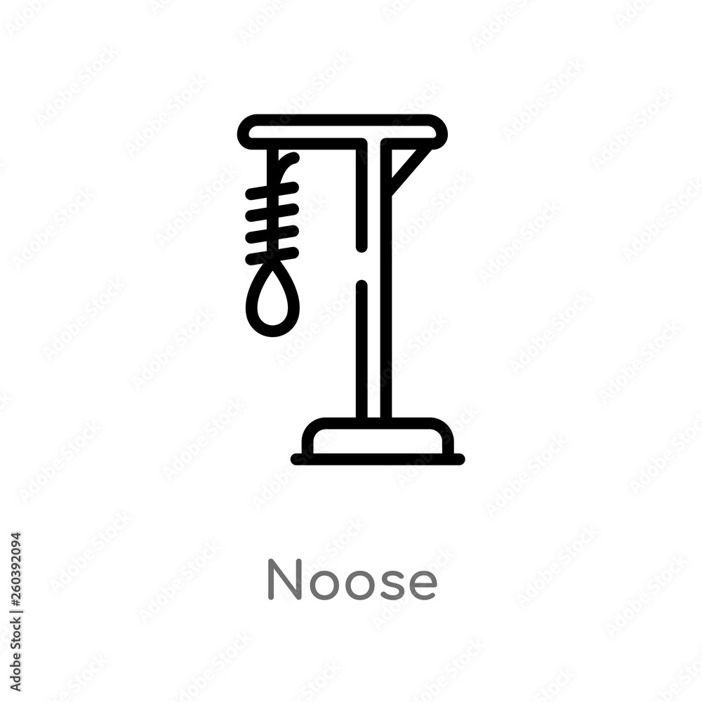 Poster outline noose vector icon. isolated black simple line element illustration from desert concept. edit