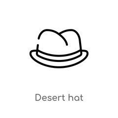 outline desert hat vector icon. isolated black simple line element illustration from desert concept. editable vector stroke desert hat icon on white background