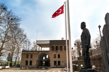 DIYARBAKIR, TURKEY - 17 MAR 2019: View of the "Gazi Pasa Hani", the central of Diyarbakir,
