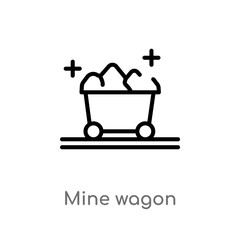 outline mine wagon vector icon. isolated black simple line element illustration from desert concept. editable vector stroke mine wagon icon on white background