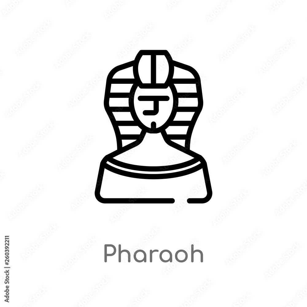 Poster outline pharaoh vector icon. isolated black simple line element illustration from desert concept. ed