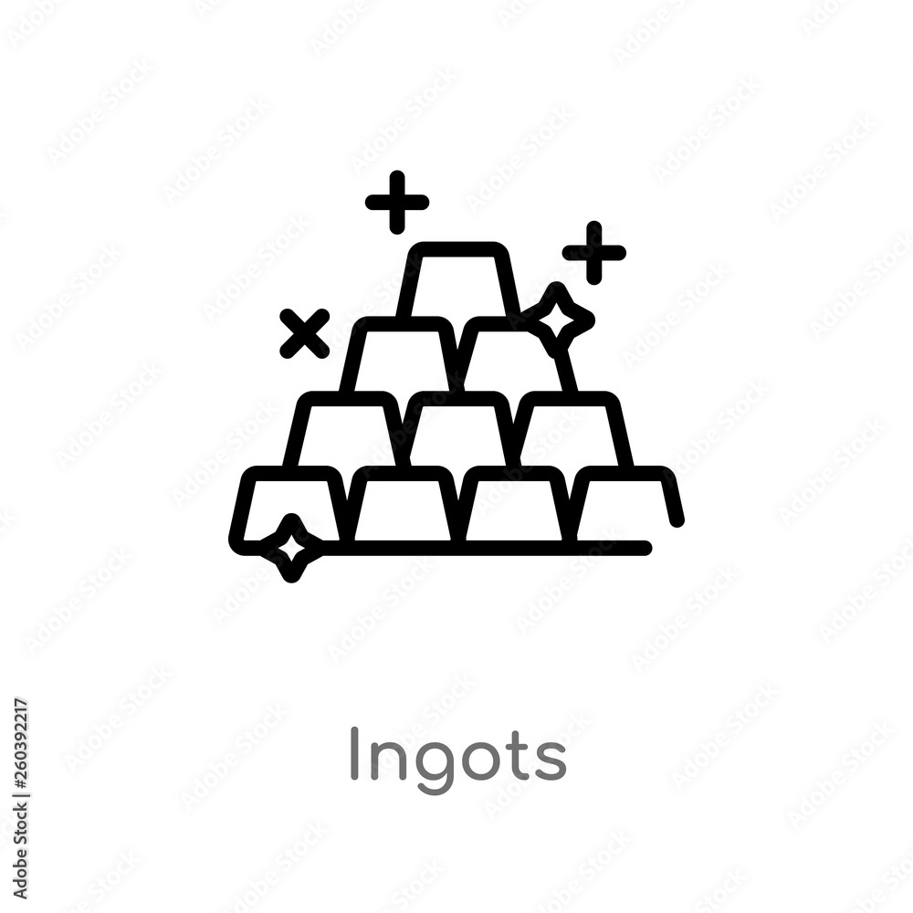 Poster outline ingots vector icon. isolated black simple line element illustration from wild west concept. 