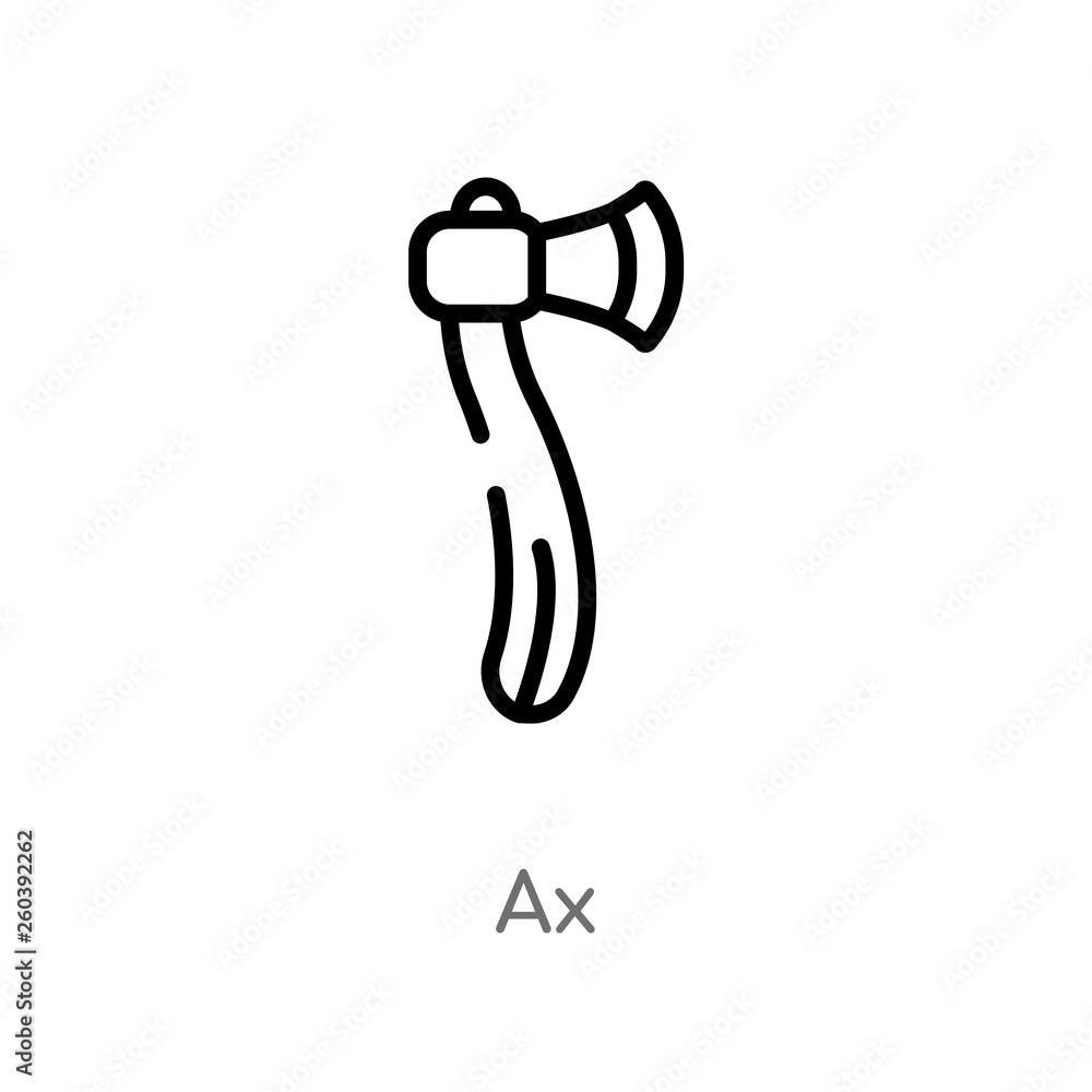 Poster outline ax vector icon. isolated black simple line element illustration from wild west concept. edit