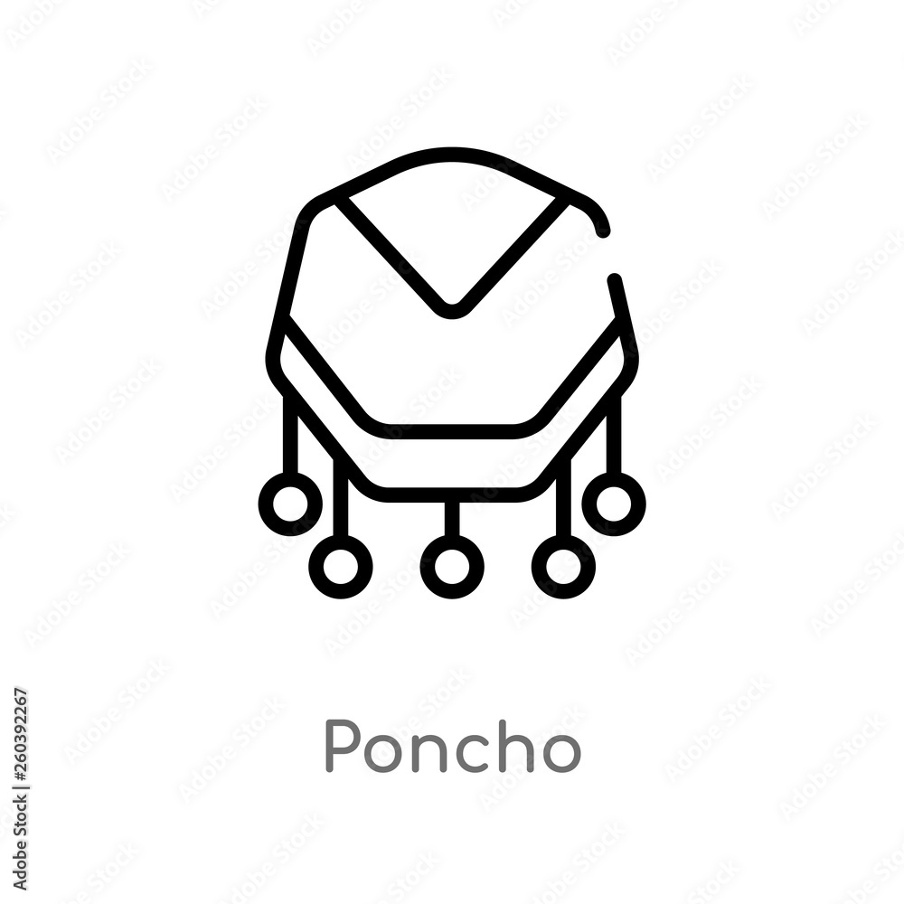 Poster outline poncho vector icon. isolated black simple line element illustration from wild west concept. 