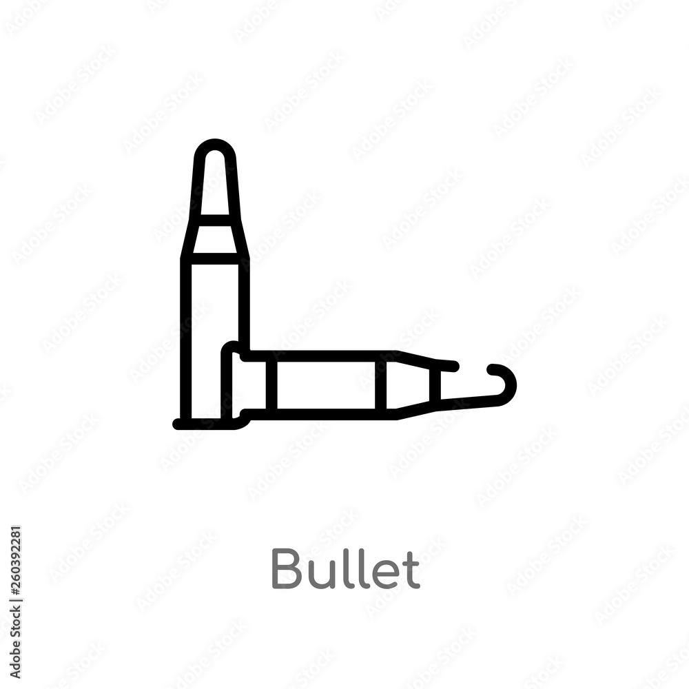 Poster outline bullet vector icon. isolated black simple line element illustration from wild west concept. 