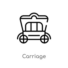 outline carriage vector icon. isolated black simple line element illustration from wild west concept. editable vector stroke carriage icon on white background
