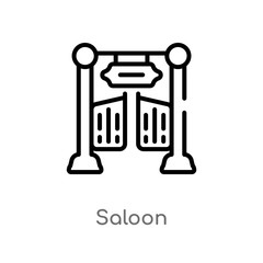 outline saloon vector icon. isolated black simple line element illustration from wild west concept. editable vector stroke saloon icon on white background