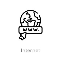 outline internet vector icon. isolated black simple line element illustration from digital economy concept. editable vector stroke internet icon on white background