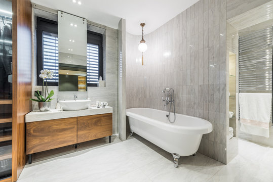 Modern bathroom interior in luxury apartment
