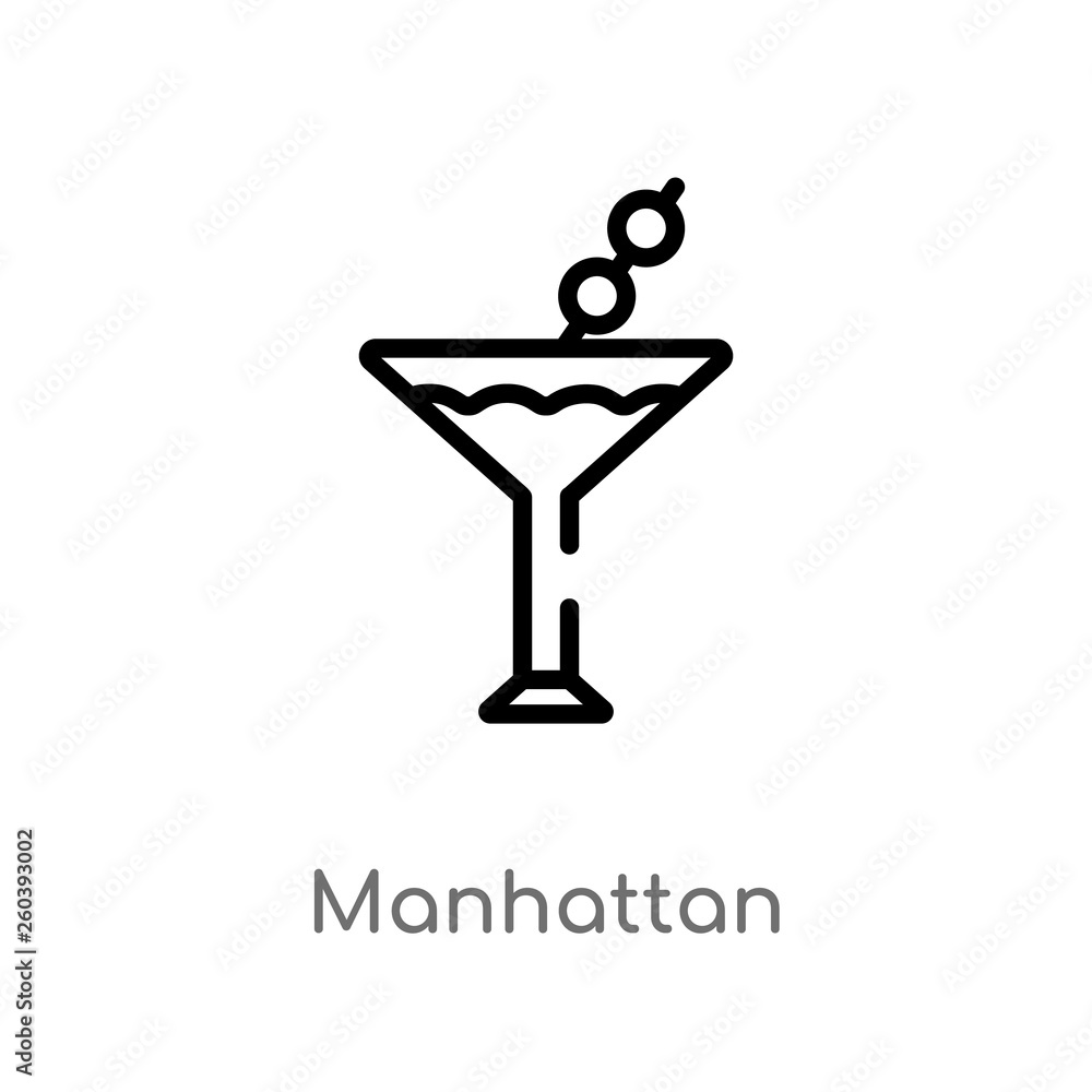 Poster outline manhattan vector icon. isolated black simple line element illustration from drinks concept. 