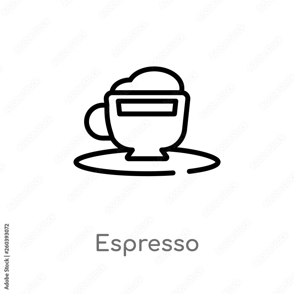 Poster outline espresso vector icon. isolated black simple line element illustration from drinks concept. e