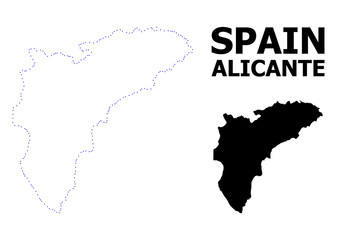 Vector Contour Dotted Map of Alicante Province with Caption
