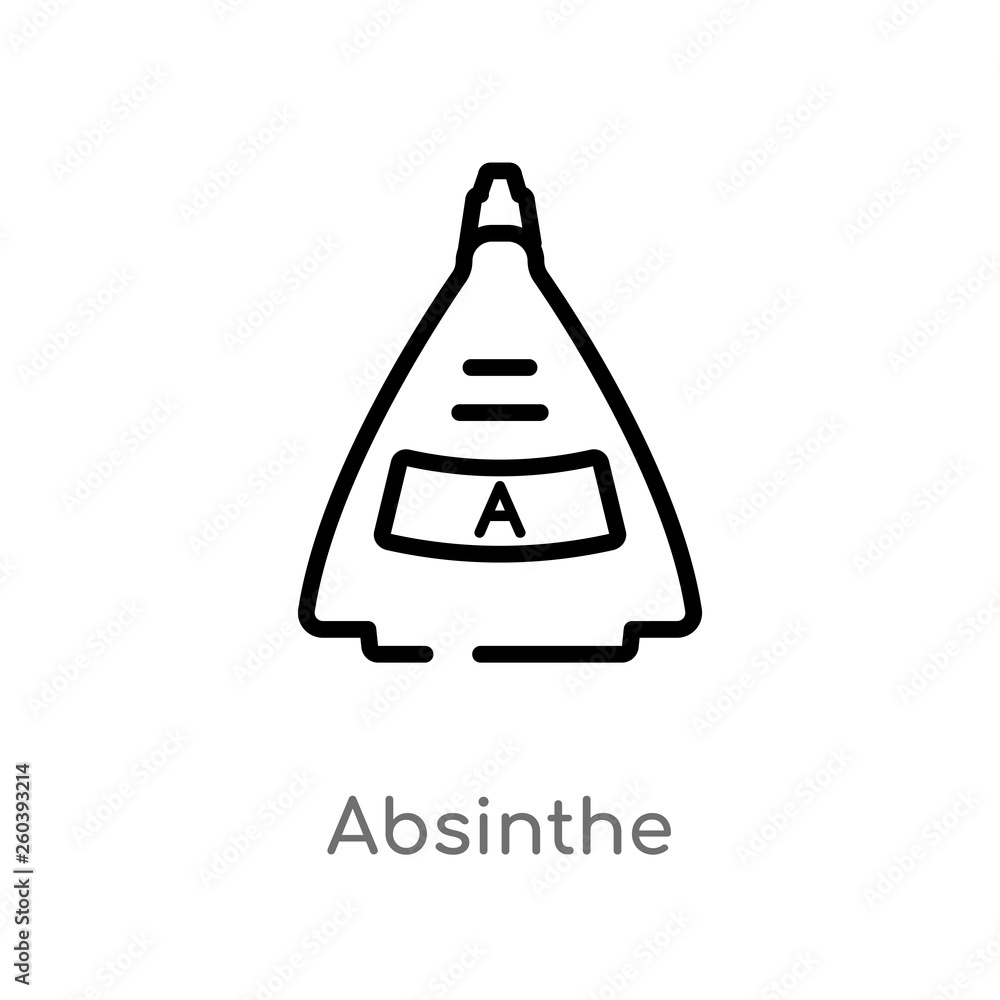 Poster outline absinthe vector icon. isolated black simple line element illustration from drinks concept. e