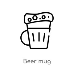 outline beer mug vector icon. isolated black simple line element illustration from drinks concept. editable vector stroke beer mug icon on white background