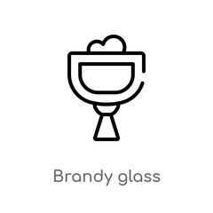 outline brandy glass vector icon. isolated black simple line element illustration from drinks concept. editable vector stroke brandy glass icon on white background
