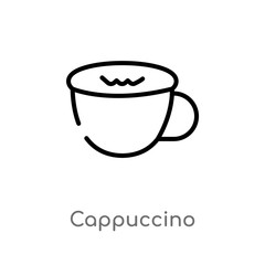 outline cappuccino vector icon. isolated black simple line element illustration from drinks concept. editable vector stroke cappuccino icon on white background