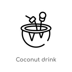 outline coconut drink vector icon. isolated black simple line element illustration from drinks concept. editable vector stroke coconut drink icon on white background