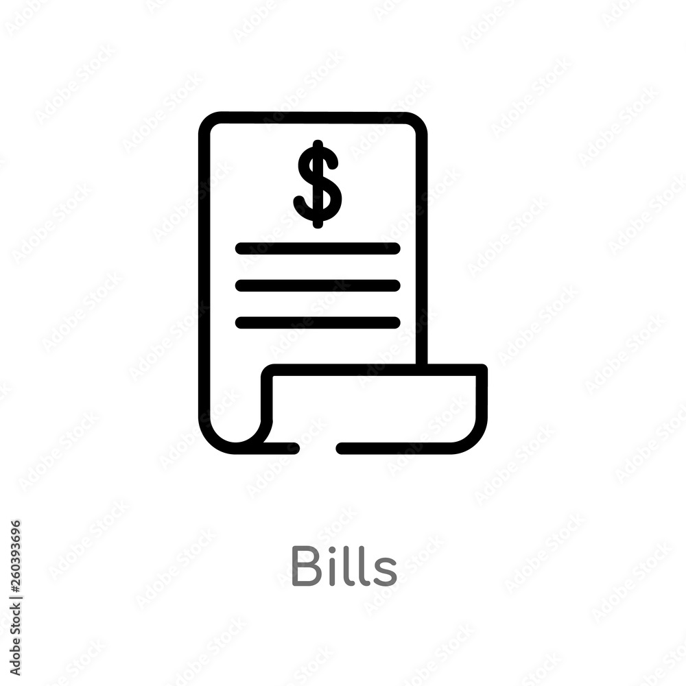 Poster outline bills vector icon. isolated black simple line element illustration from e-commerce and payme