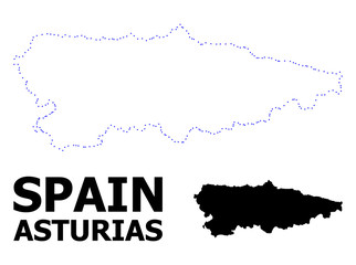 Vector Contour Dotted Map of Asturias Province with Caption