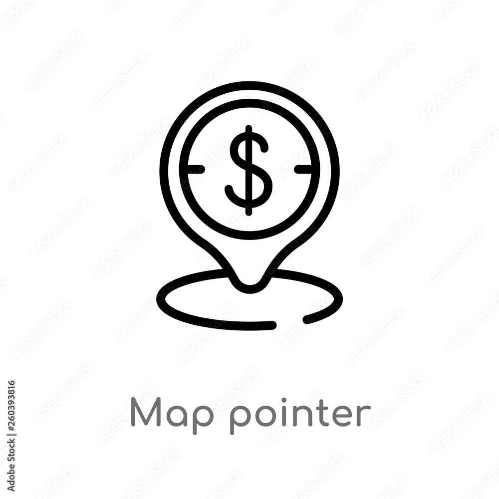 Poster outline map pointer vector icon. isolated black simple line element illustration from e-commerce and