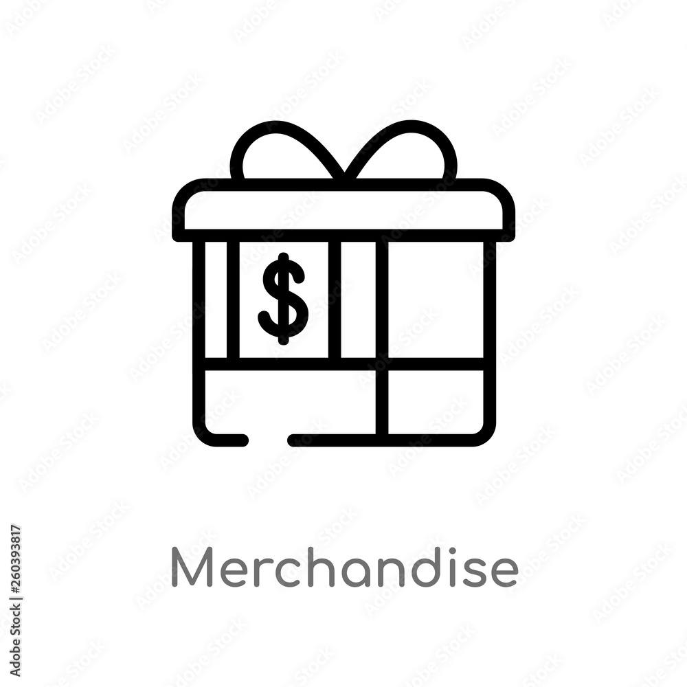 Poster outline merchandise vector icon. isolated black simple line element illustration from e-commerce and