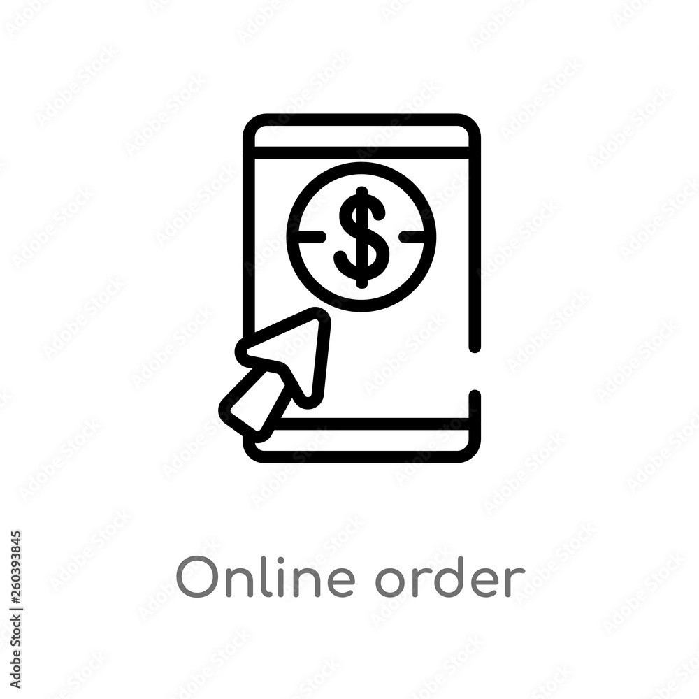 Poster outline online order vector icon. isolated black simple line element illustration from e-commerce an