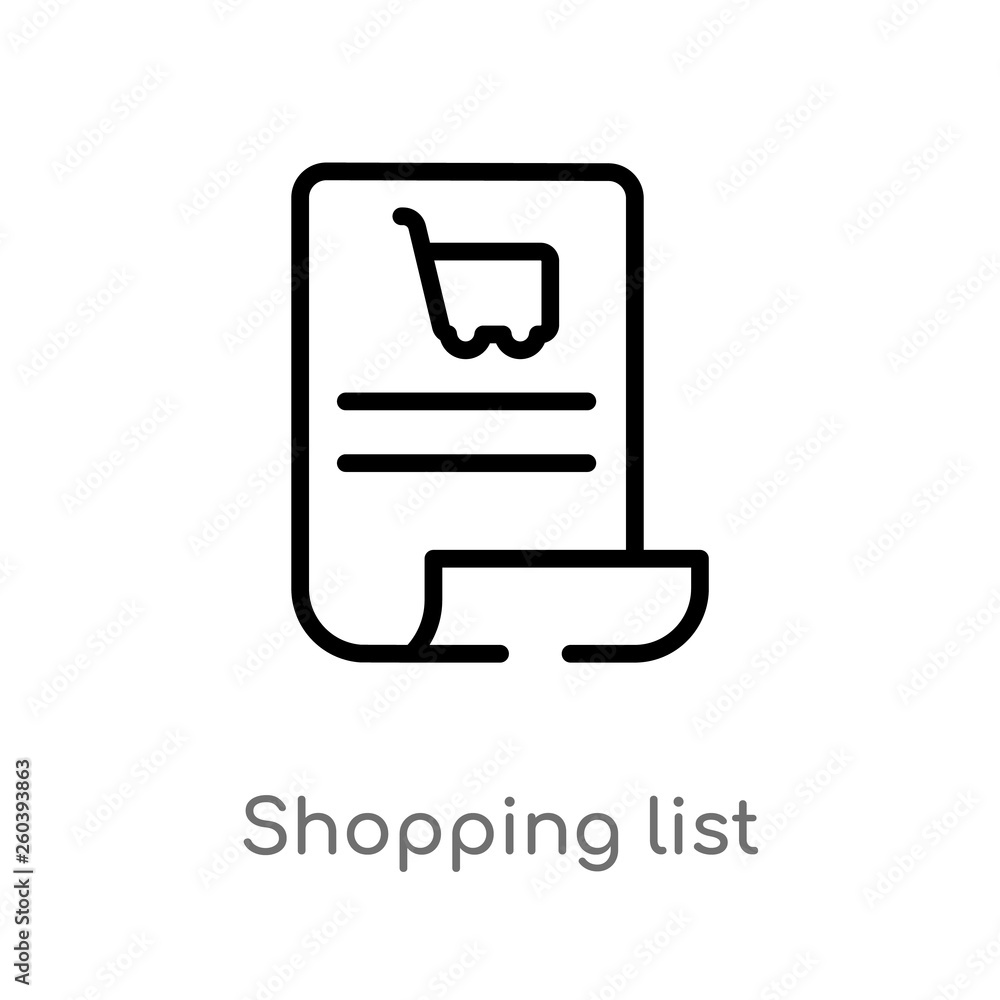 Poster outline shopping list vector icon. isolated black simple line element illustration from e-commerce a