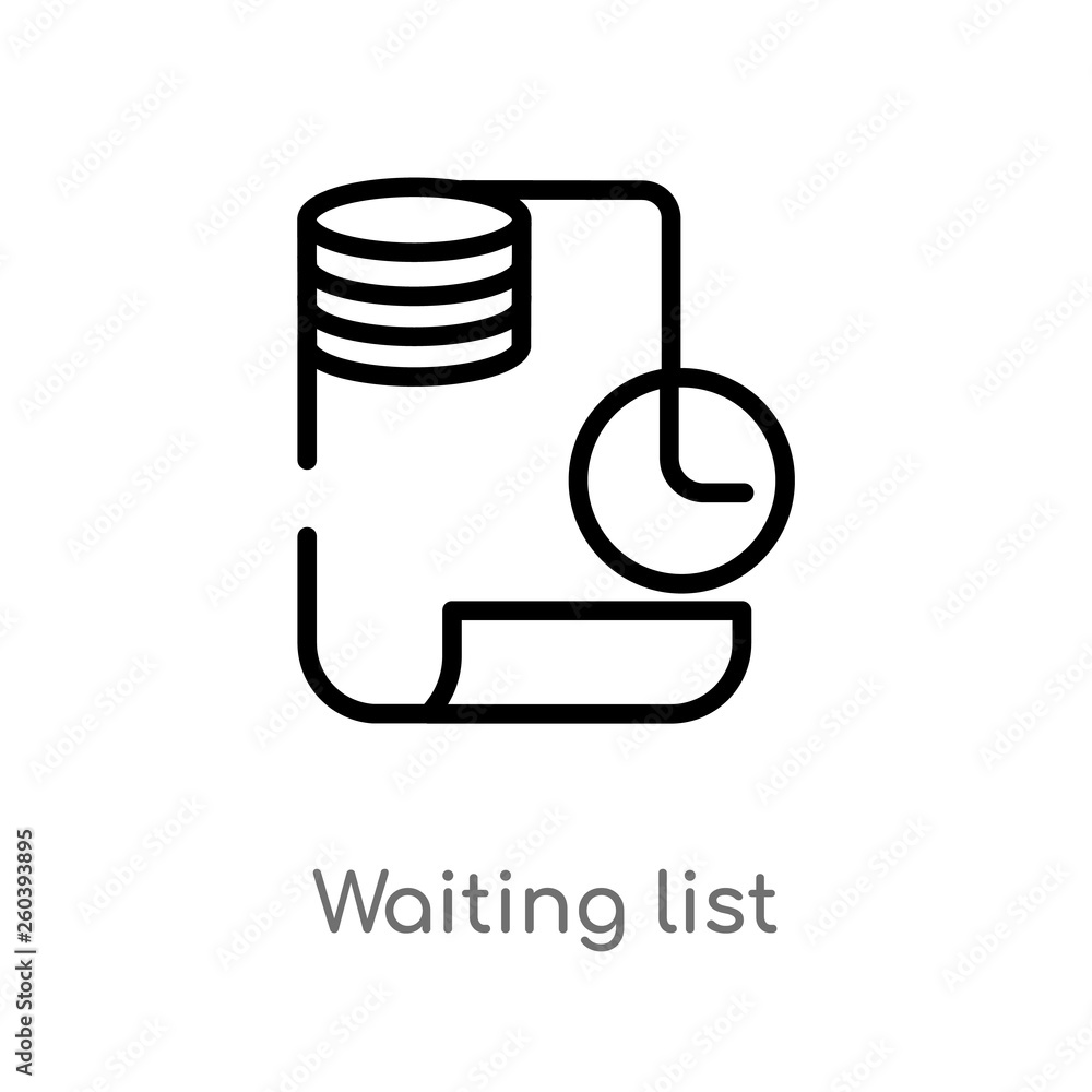 Poster outline waiting list vector icon. isolated black simple line element illustration from e-commerce an