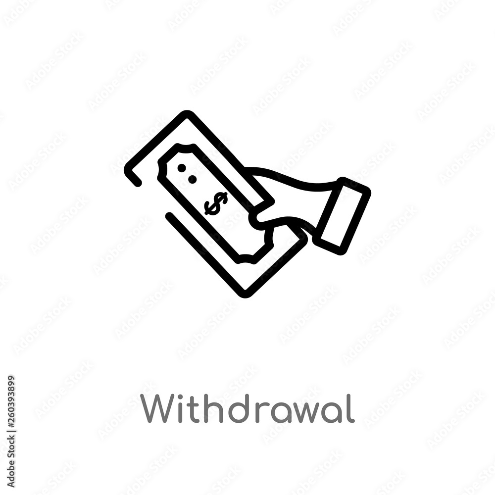 Poster outline withdrawal vector icon. isolated black simple line element illustration from e-commerce and 