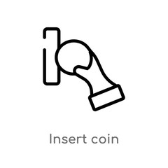 outline insert coin vector icon. isolated black simple line element illustration from e-commerce and payment concept. editable vector stroke insert coin icon on white background