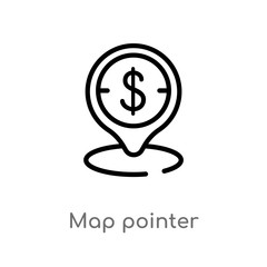 outline map pointer vector icon. isolated black simple line element illustration from e-commerce and payment concept. editable vector stroke map pointer icon on white background