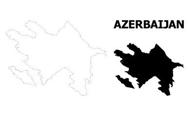 Vector Contour Dotted Map of Azerbaijan with Name