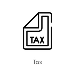 outline tax vector icon. isolated black simple line element illustration from e-commerce and payment concept. editable vector stroke tax icon on white background