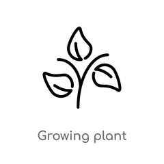 outline growing plant vector icon. isolated black simple line element illustration from ecology concept. editable vector stroke growing plant icon on white background
