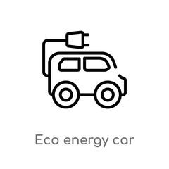 outline eco energy car vector icon. isolated black simple line element illustration from ecology concept. editable vector stroke eco energy car icon on white background