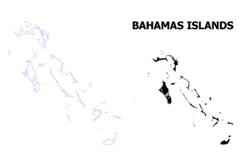 Obraz premium Vector Contour Dotted Map of Bahamas Islands with Caption